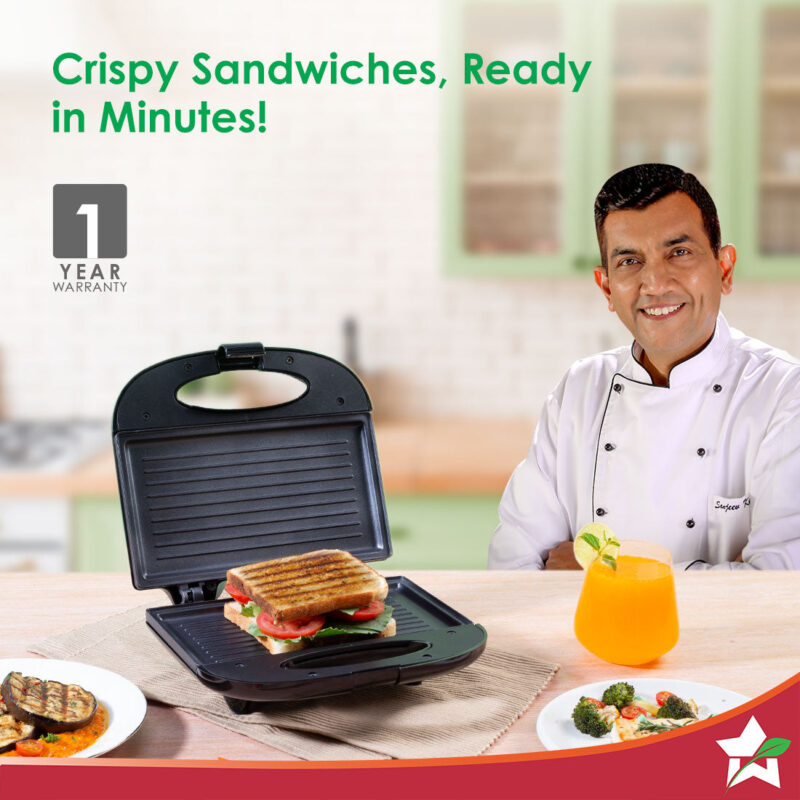 Prato Plus Griller (800W) & Crescent Electric Kettle | Healthy Non-stick Aluminium Grill Plates | Sleek and Compact Design | 1.8 L Kettle Capacity | Boil Water in 5 Mins