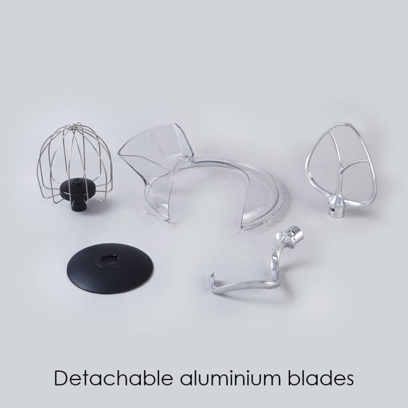 Crimson Edge Die-Cast Metal Kitchen Stand Mixer and Beater with 6 Speed Settings | 1000W Powerful Copper Motor | 5L SS Bowl | Whisking Cone, Mixing Beater, Dough Hook Attachments & Splash Guard | Home Cooks & Professional Bakers | 3 Year Warranty | Black - Image 12