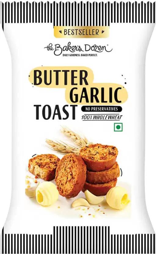 The Baker's Dozen Butter Garlic Toast Garlic flavored Wheat Rusk (90 g)