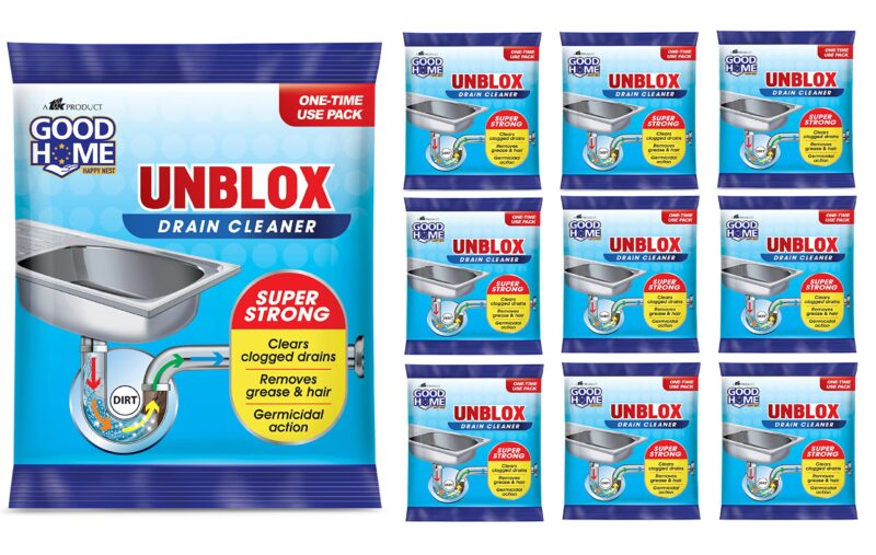 Good Home Unblox Drain Cleaner Effective Sink Cleaner, Drain Blockage Remover, Drain Pipe Cleaner(Pack of 10)