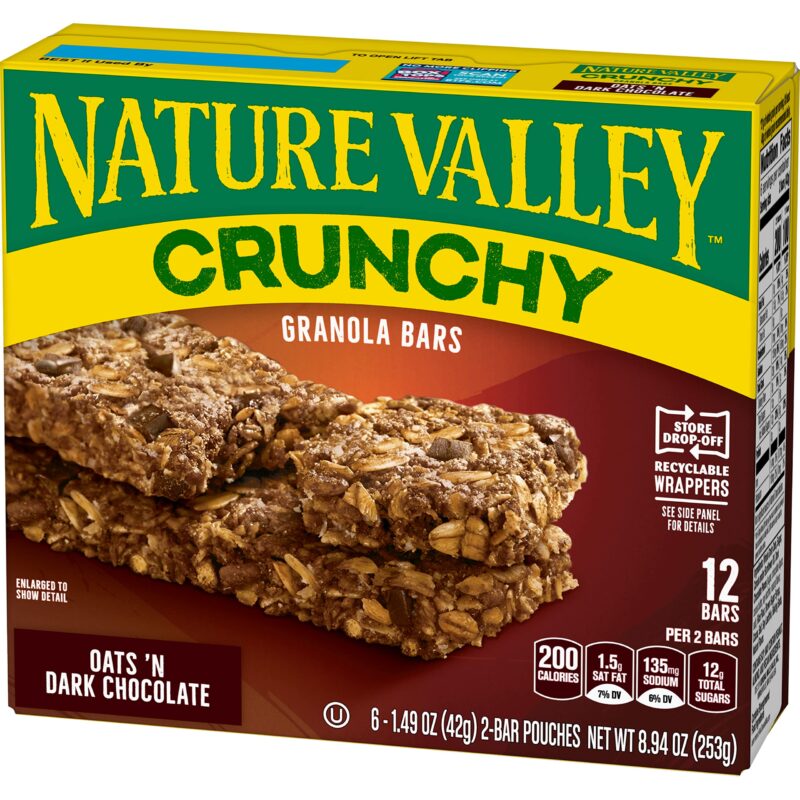 Nature Valley Crunchy Granola Bars | Whole Grain Oats & Dark Chocolate, 210g (10 Bars-PACK OF 5) | Multigrain Energy Bars| No Artificial Flavours