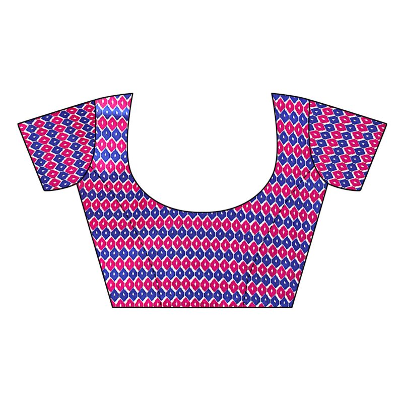 ANNI DESIGNER Women's Blue Mysore Silk Printed Saree with Blouse Piece(Sky Stripers Blue_Free Size) - Image 2