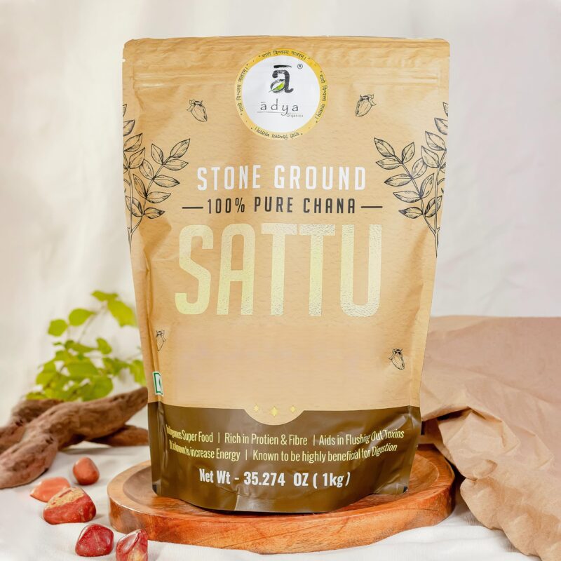 Adya Organics Sattu | 100% Pure & High-Protein Roasted Chana Powder | Chemical-Free & Natural | Perfect for Summer Drinks, Parathas, & Snacks | Healthy & Tasty | 2kg- (Pack of 2) - Image 8