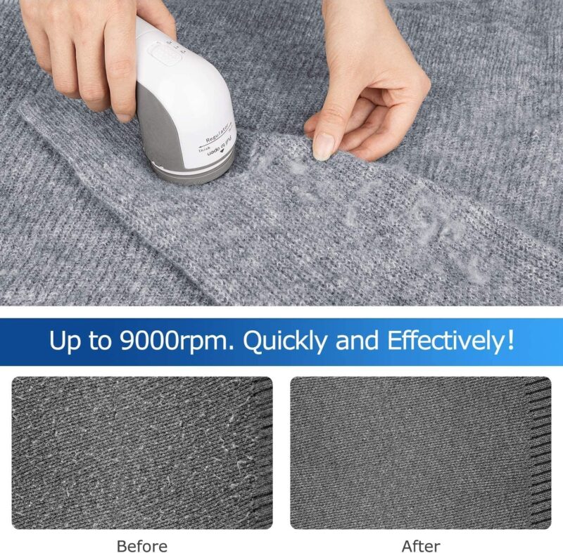 BEAUTURAL Portable Fabric Shaver and Lint Remover, Sweater Defuzzer with 2-Speeds, 2 Replaceable Stainless Steel Blades, Battery Operated, Remove Clothes Fuzz, Lint Balls, Pills, Bobbles - Image 3