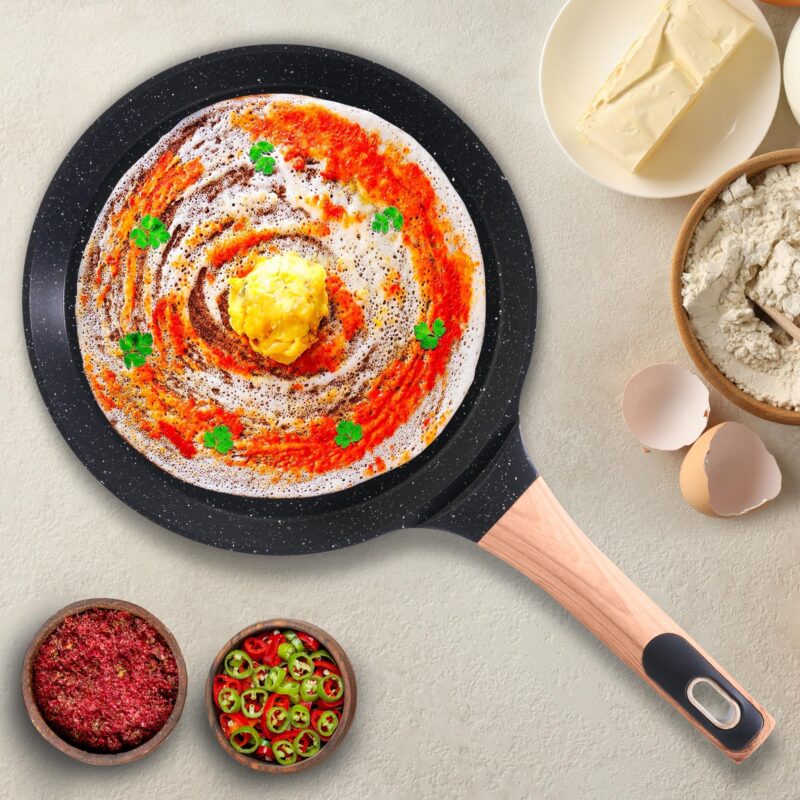 AGARO Imperial Granite Non Stick Tawa, 28 cm, Cast Aluminium Body, Tawa for Dosa/Paratha/Omlette, Gas & Induction Compatible