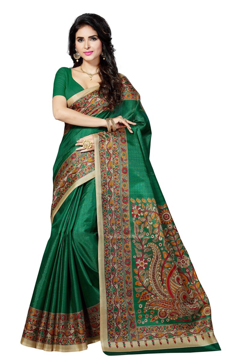 Rani Saahiba Art Silk Saree With Blouse Piece (SSKR3064_Green_One Size)