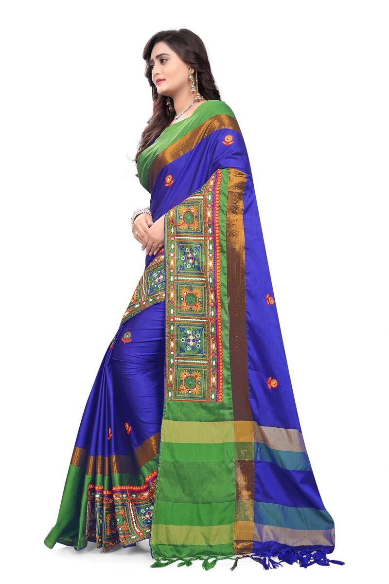 arriva fab cotton silk with blouse piece Saree (Riva405_ Red_ Free Size) - Image 4