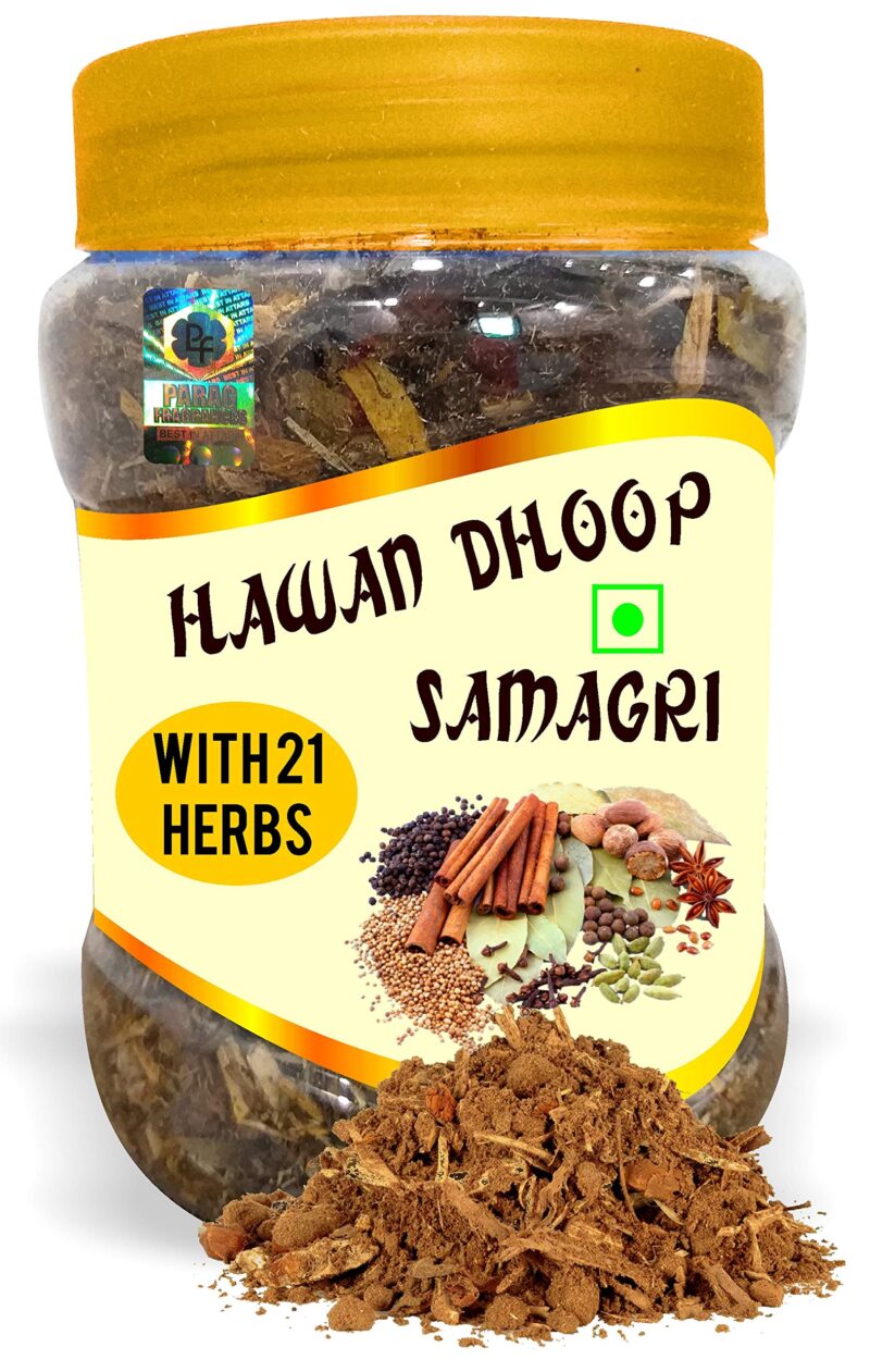 Parag Fragrances Natural Hawan Dhoop Samagri Hawan Samagri with 36 Types of Herbs / Hawan Samagri for Dhoop, Hawan or Yagya (350gm)