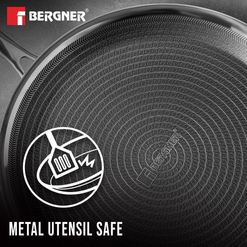 Bergner Hitech Triply Non-Stick 32 cm Dosa Tawa, Tawa for Dosas with Non-Stick Mesh Pattern, Rivetless Handle, Metal Spatula Friendly, Even Heat Distribution, Induction Bottom and Gas Stove Ready - Image 6