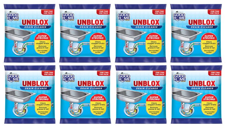 Good Home Unblox Drain Cleaner Effective Sink Cleaner, Drain Blockage Remover, Drain Pipe Cleaner(Pack of 8)