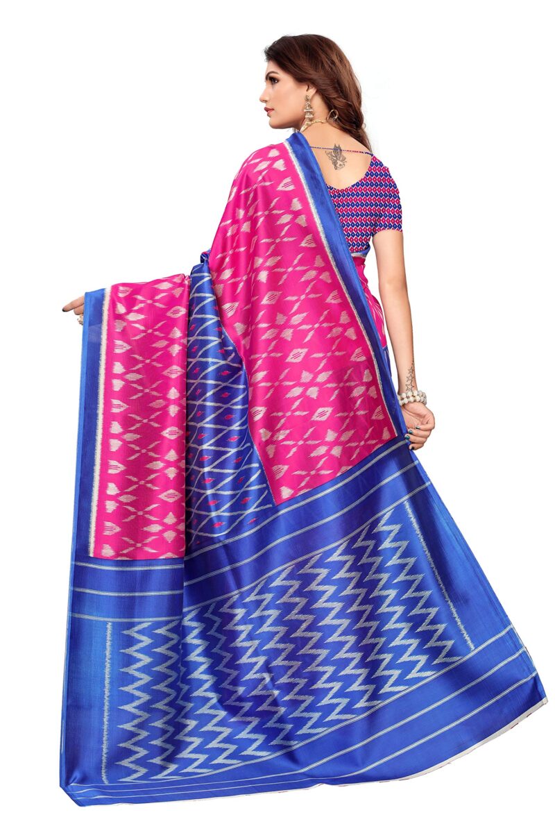 ANNI DESIGNER Women's Blue Mysore Silk Printed Saree with Blouse Piece(Sky Stripers Blue_Free Size) - Image 5
