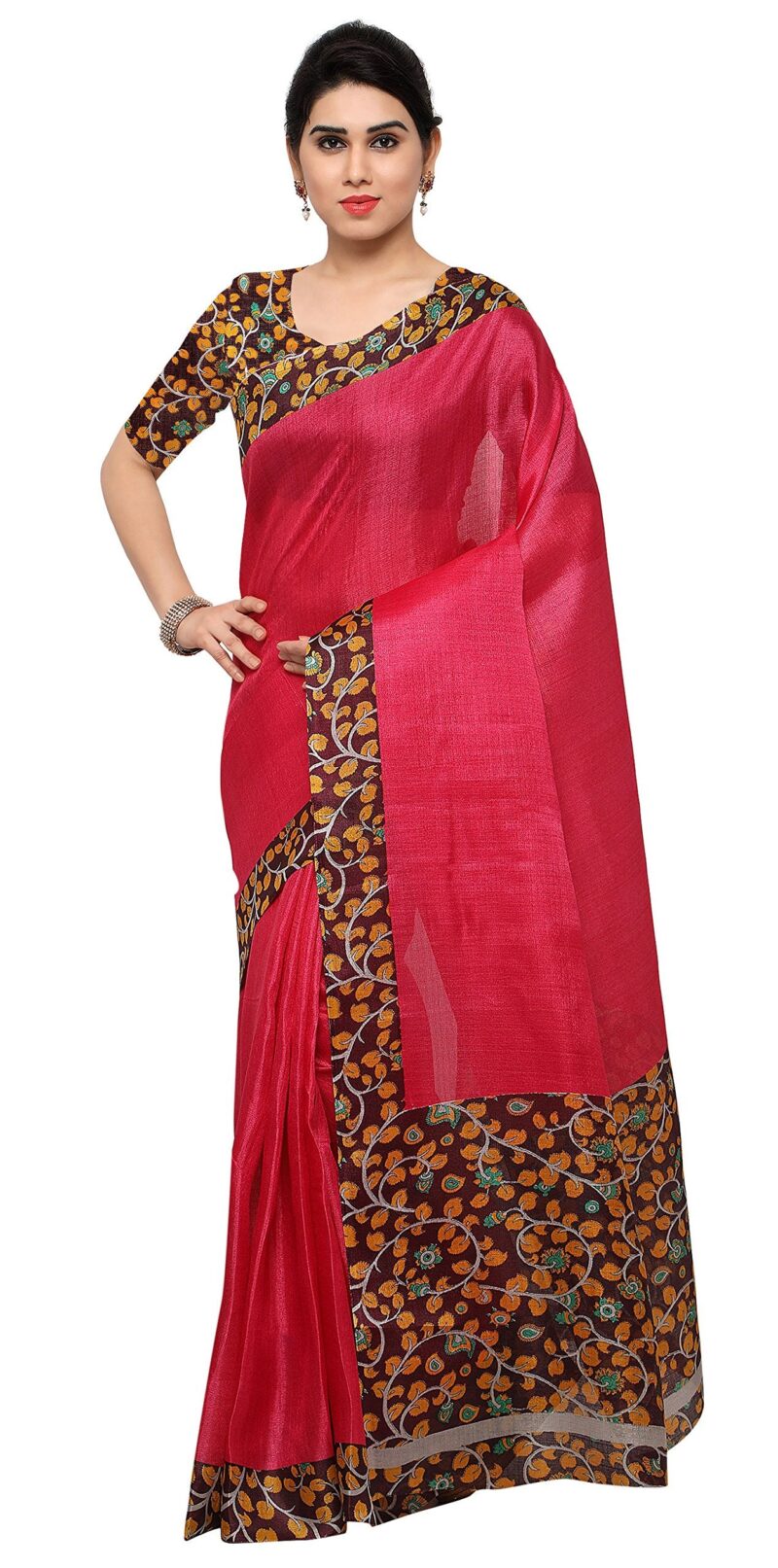 Rajnandini Women's Tussar Silk Saree with Blouse Piece (JOPLNB6004A_Pink_Free Size)