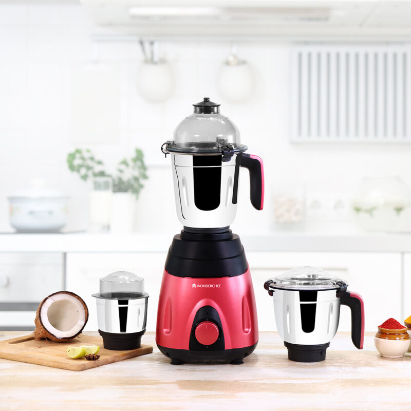 Wonderchef Renewed Vietri Mixer Grinder | 750W | 3 Stainless Steel Jars | Anti-Rust Stainless Steel Blades | Ergonomic Handles - Image 9