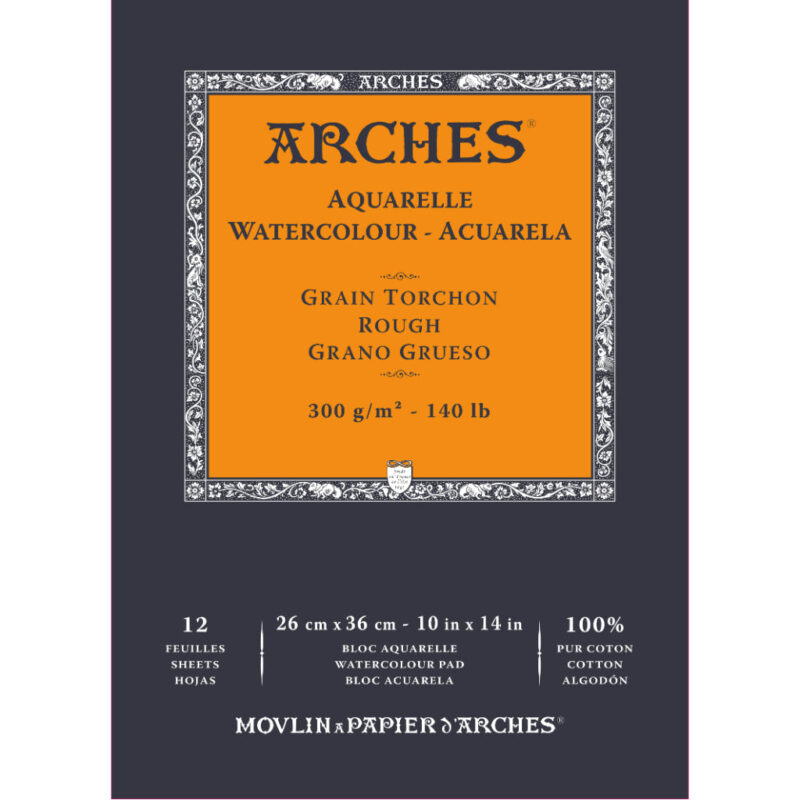 Arches Watercolour 300 Gsm Rough Natural White 26 X 36 Cm Paper Pad- 12 Sheets