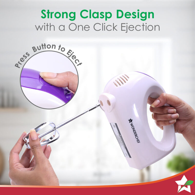 Acura Plus 200 W Electric Hand Mixer I 5 Speed Option I Compact I Light Weight I Hand Blender I Cake Maker I Egg Beater I Dough Maker I Stainless Steel Beater Whisk and Dough Kneading Hooks I 2 Years Warranty I Bakeware I White - Image 5