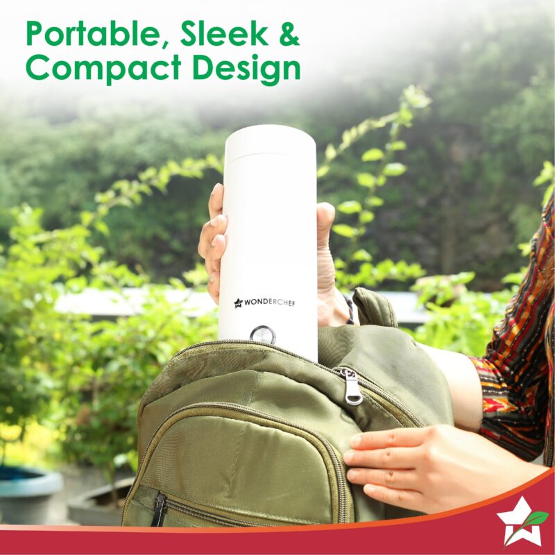 Crescent Travel Kettle | 400ml | Sleek and Compact | Leak-proof | Steam Release System | High-Quality Stainless Steel Interior | LED Indicator | Complete Manual Control - Image 2