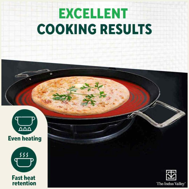 100% Pure Sheet Iron Tawa, 2 Handles, Seasoned, Toxin-free, Induction, 28.5cm, 1.7kg - Image 7