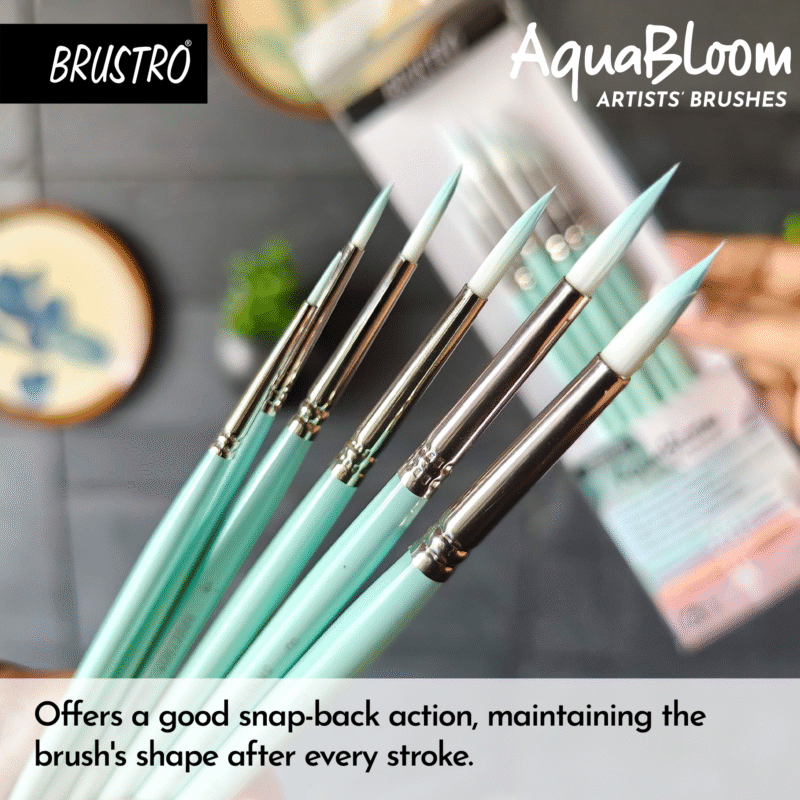 BRUSTRO AquaBloom Artist's Paint Brushes | Round | Set of 6 - Sizes (0, 2, 4, 6, 8, 10) | Wooden Handle, Comfortable Grip, Synthetic Bristles, Ideal for Watercolour, Gouache, Painting. - Image 6
