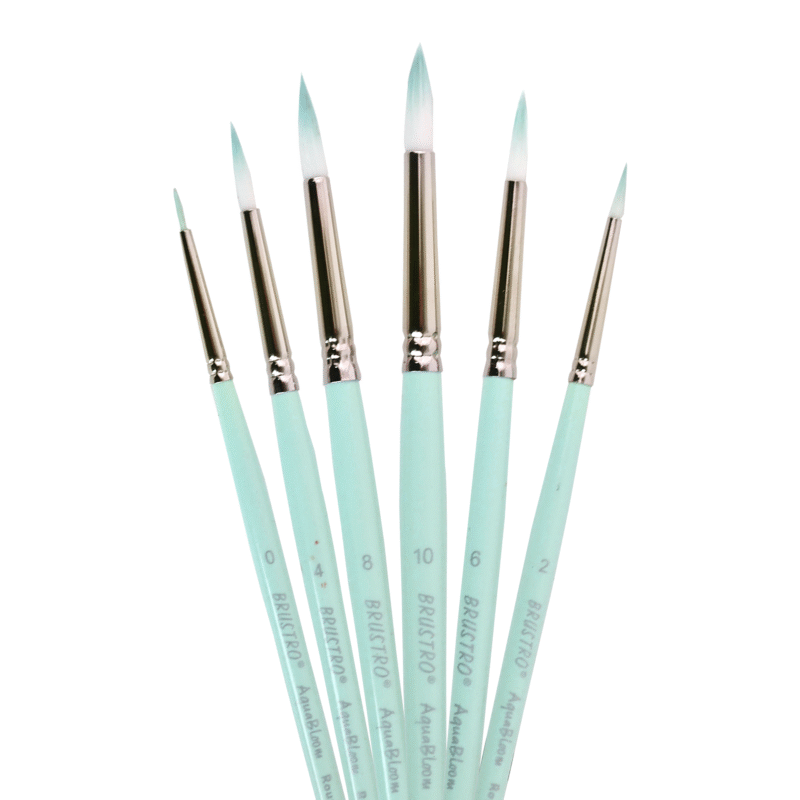 BRUSTRO AquaBloom Artist's Paint Brushes | Round | Set of 6 - Sizes (0, 2, 4, 6, 8, 10) | Wooden Handle, Comfortable Grip, Synthetic Bristles, Ideal for Watercolour, Gouache, Painting. - Image 7