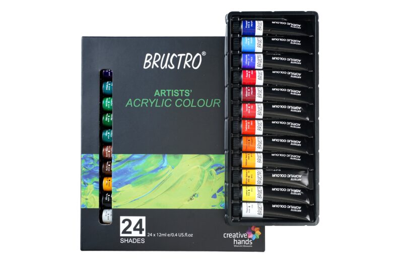 BRUSTRO Acrylic Paint colour set | Set of 24 Colours X 12ml Tubes | Highly pigmented, Intermixable, Perfect For Students, Adults, Beginners, Professionals and Artists - Image 6
