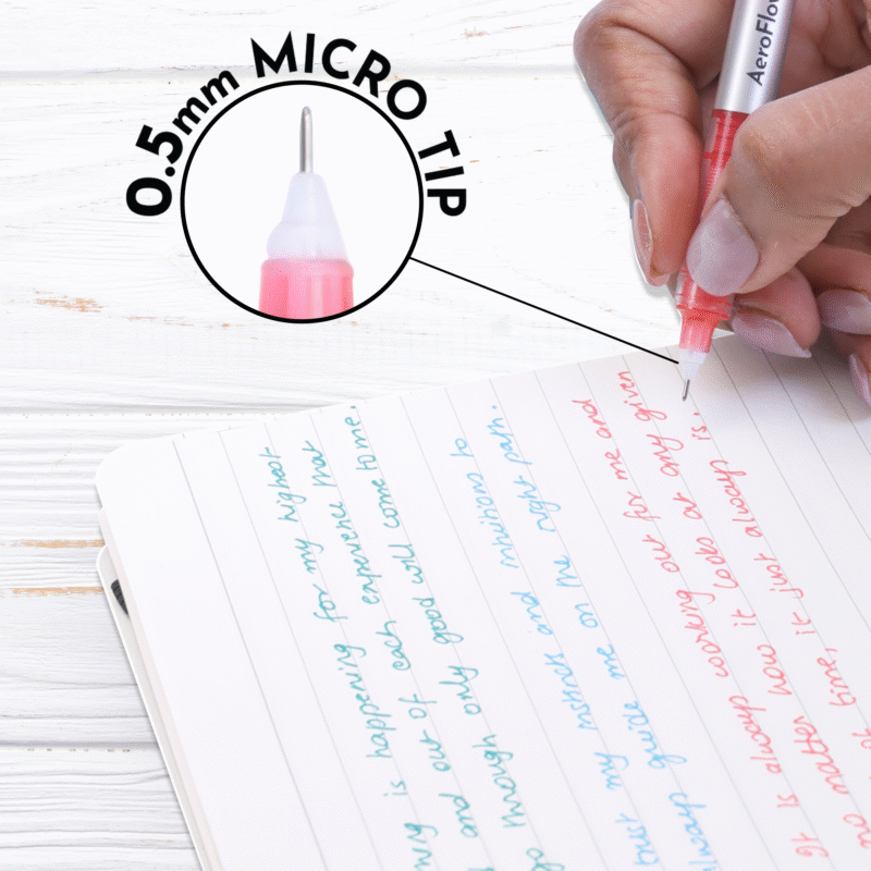 BRUSTRO AeroFlow Coloured Micro-Tip Roller Ball Pen | Tip size - 0.5 mm - Set of 8 |Leakproof, Quick Dry, Acid-Free, Non-Toxic,Fade Resistant,Ideal for Drawing,Doodling, Office, Stationery, School use - Image 5