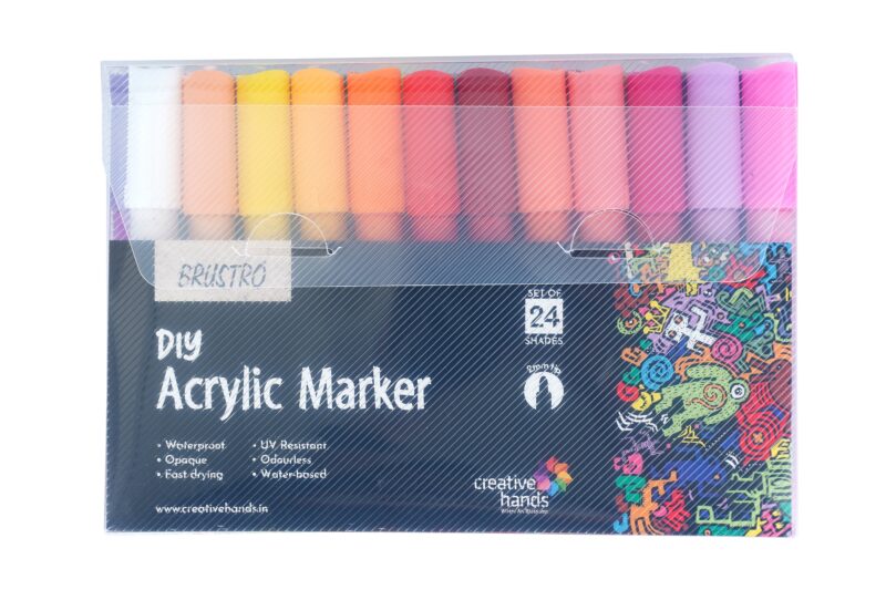 Brustro Acrylic (DIY) Marker Set of 24 (for Craftworks, School Projects, and Other Presentations) - Image 5