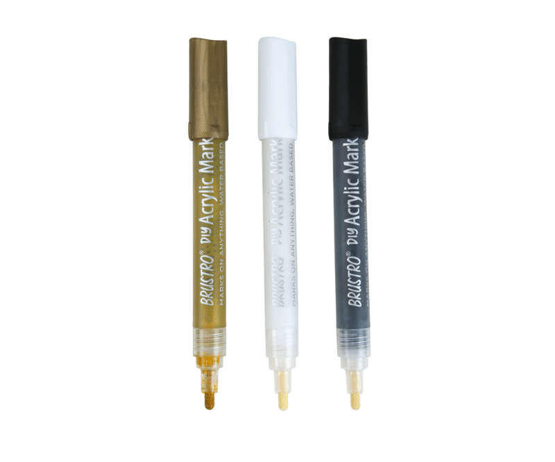 Brustro Acrylic (DIY) Marker Set of 3 - Black, White & Gold - Image 3