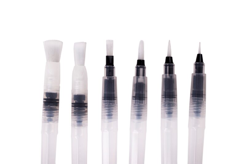 Brustro 3 Flat and Round Aqua Squeeze Leak Proof Watercolour Brush Pen with 9 Sheets Paper Cotton CP 300 GSM, 5x7-inch (Assorted) - Set of 6 - Image 11