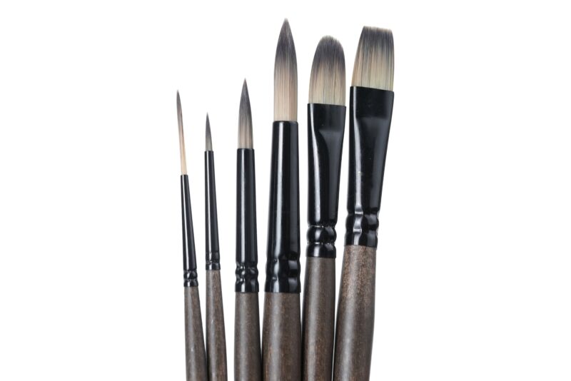 BRUSTRO AquaStrokes Artist Brushes | Set of 6 | Ideal for Watercolour, Gouache, Acrylics, Oil Brush, Synthetic Bristles, Wooden handle | Made for Students and Professionals Artists - Image 7