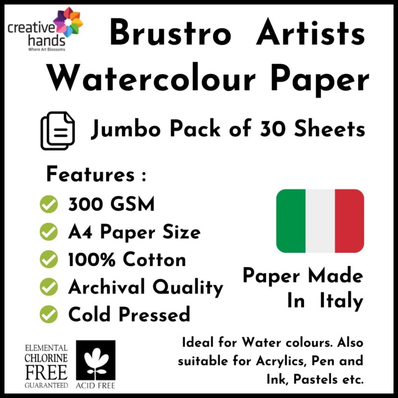Brustro Artists' WC 100% Cotton CP 300gsm Jumbo - A4 (30 Sheets)