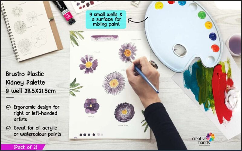 BRUSTRO Oval Shaped 9 Well Plastic Palette 21X28CM. (Pack of 2) - Image 2