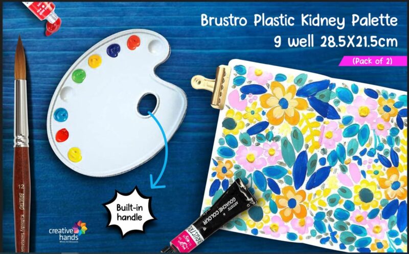 BRUSTRO Oval Shaped 9 Well Plastic Palette 21X28CM. (Pack of 2) - Image 5
