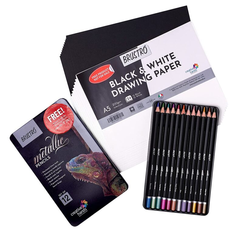 BRUSTRO Artist Metallic Colour Pencil Set of 12 - Image 6