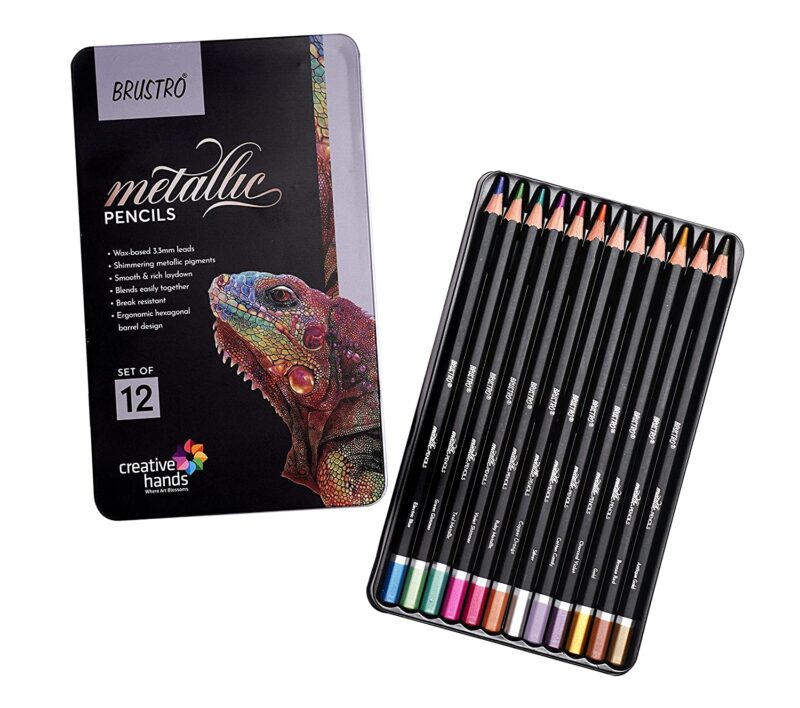 BRUSTRO Artist Metallic Colour Pencil Set of 12 - Image 5