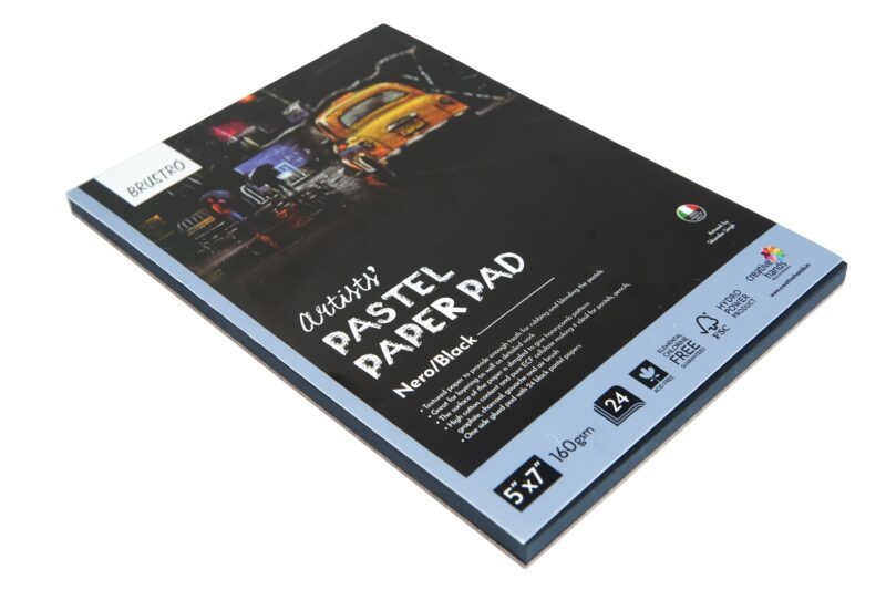 Brustro Artists' Pastel Paper Pad of 24 Sheets (160 GSM), Colour - Black, Size - 5 x 7"