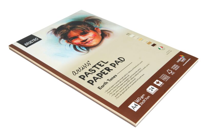 Brustro Artists' Pastel Paper Pad of 24 Sheets (160 GSM), Colour - Earth Tones, Size - A4