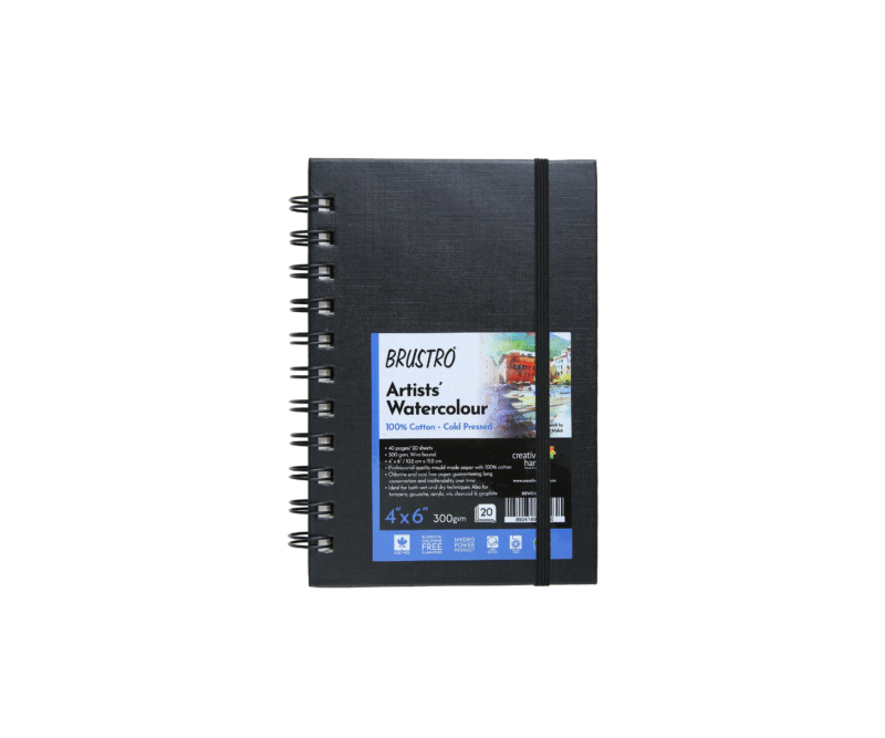Brustro Artist 100% Cotton Watercolour Wiro Bound Journal Cold Pressed 300 GSM, 4" X 6" – (20 Sheets) - Image 5