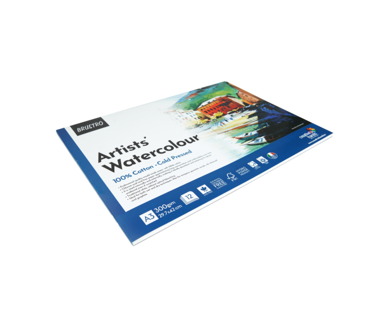 Brustro Artists' Watercolour 100% Cotton 300gsm Cold Pressed Pad, 12 Sheets, Size- A3