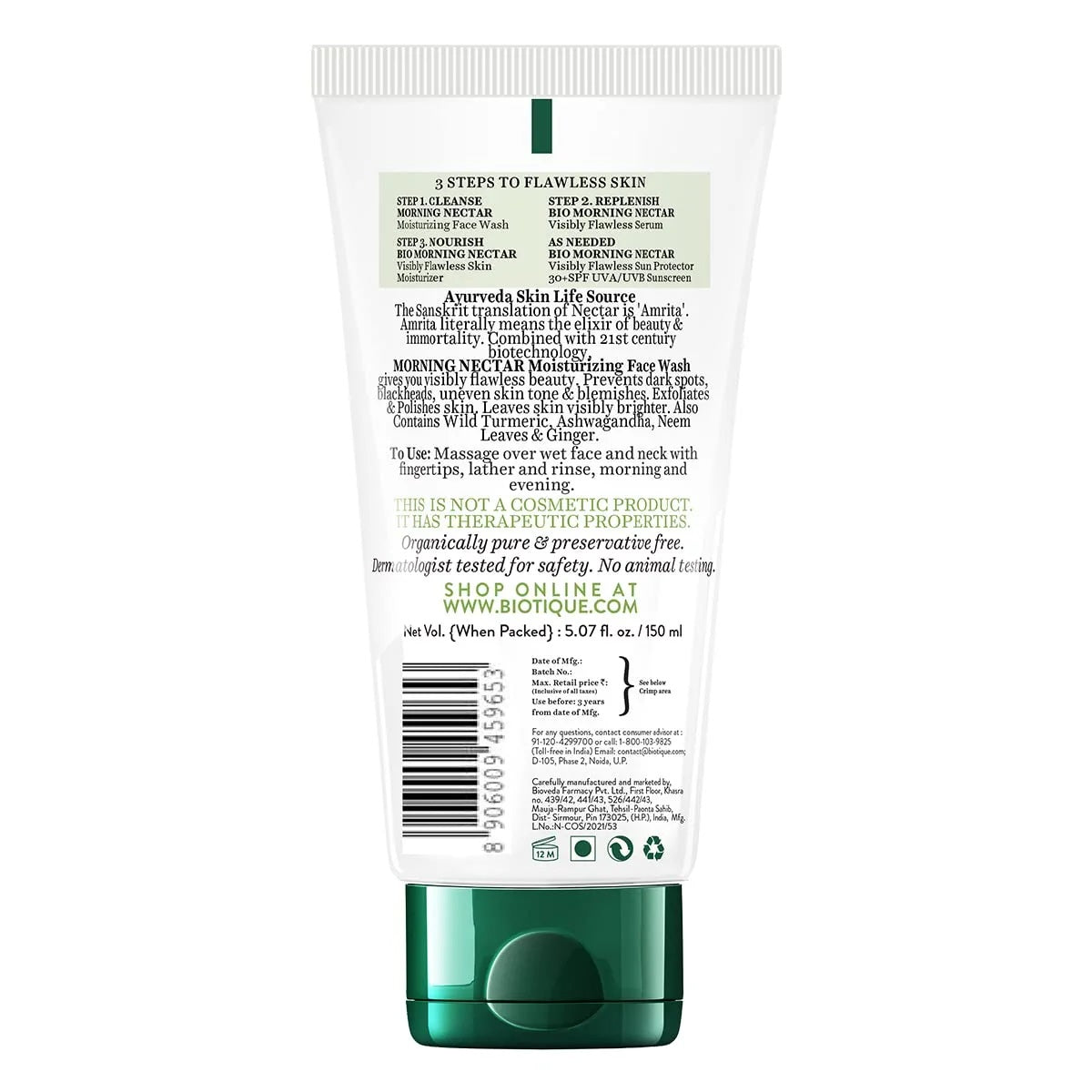 Biotique Morning Nectar Moisturize & Nourish Visibly Flawless Face Wash (All Skin Types) - Image 2