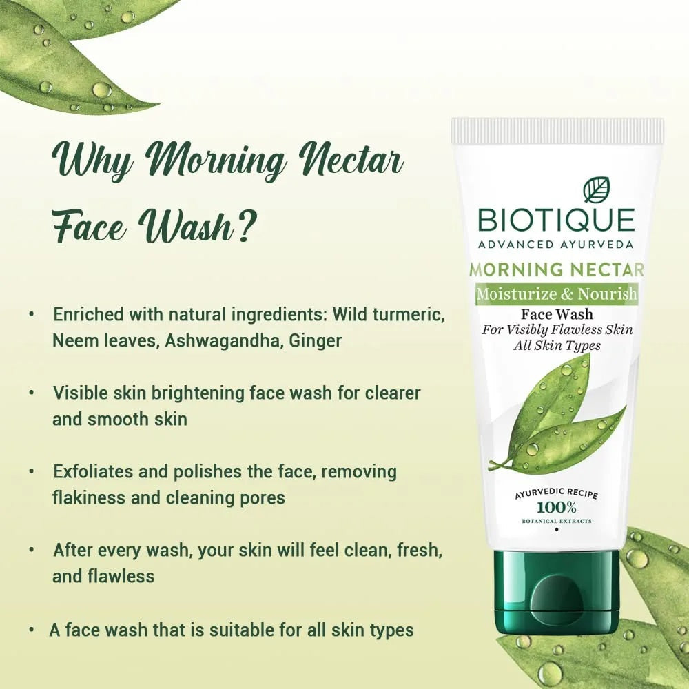 Biotique Morning Nectar Moisturize & Nourish Visibly Flawless Face Wash (All Skin Types) - Image 10