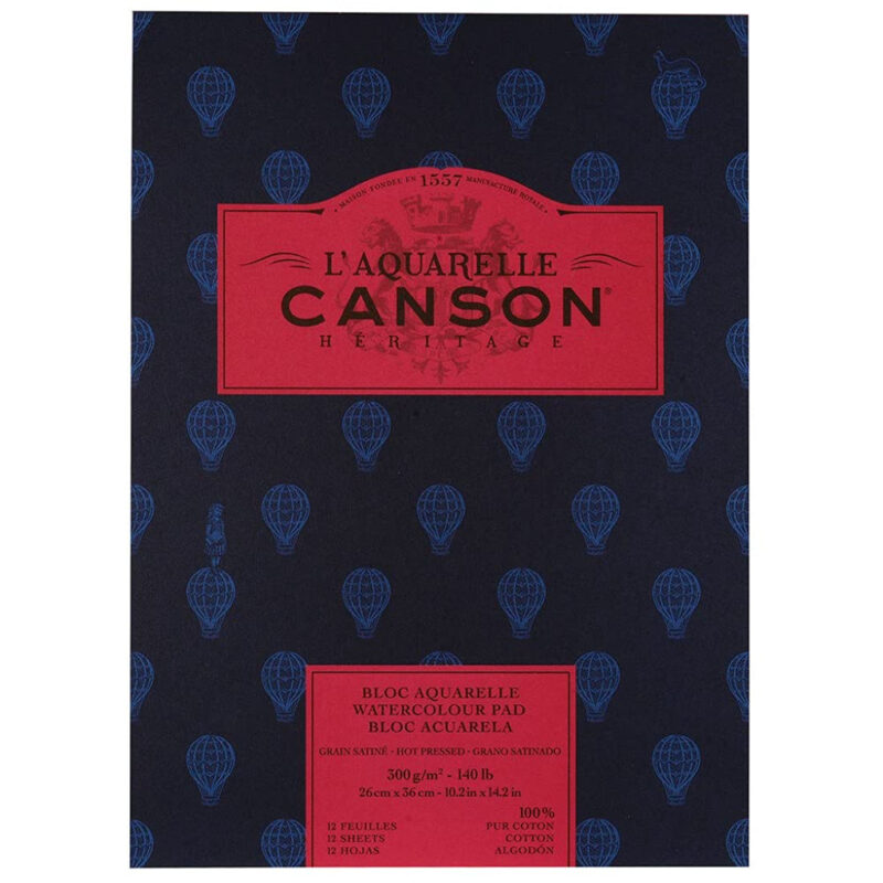Canson Hritage Cotton 300 Gsm Hot Pressed 26 X 36 Cm Paper Pad(White- 12 Sheets)