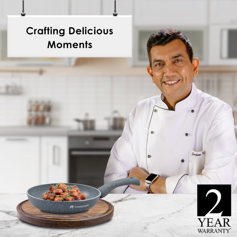 Granite Non Stick Fry Pan | Bakelite handles |Non – Toxic I Virgin Aluminium| 20 cms | 1 liter | 2 Year Warranty | Grey | Omelette Pan