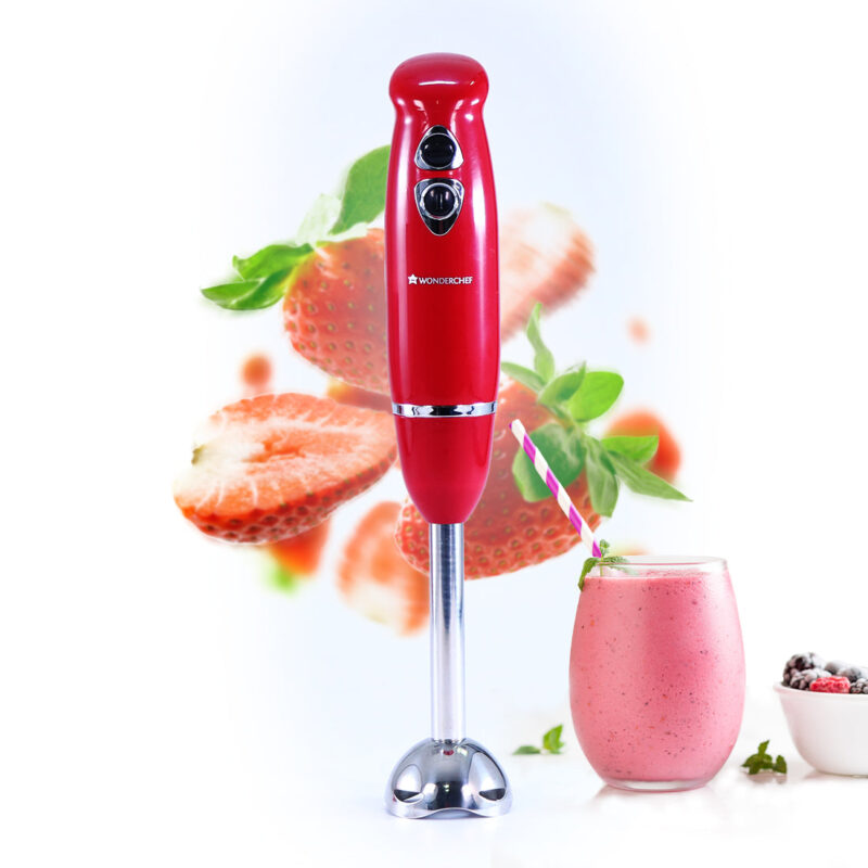 Crimson Edge 400 W Electric Hand Blender | Powerful & Silent Motor | Portable | Easy Control Grip | Hot & Cold Blending | 2 Speed Selection | Anti Rush Sharp Stainless Steel Blades | Detachable stem | 2 Years warranty | Red - Image 7