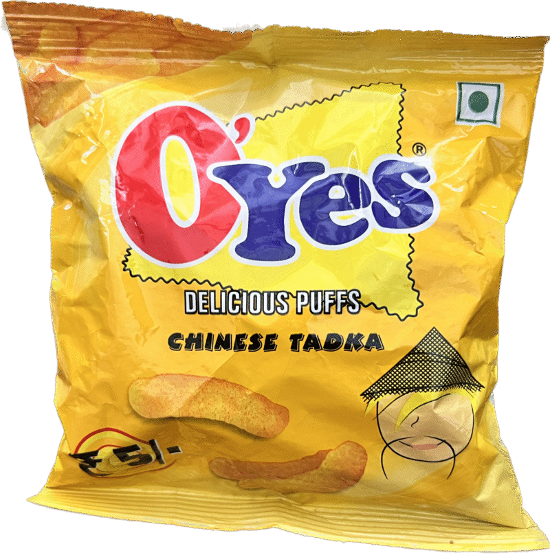 100x O'Yes Delicious Puffs Chinese Tadka, 16g - Pack of 100