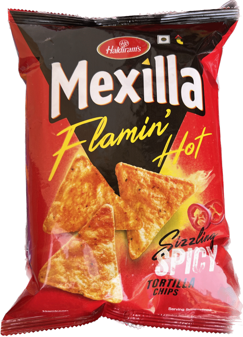 25x Haldriam Mexilla Flamin Hot Sizzling Spicy Tortilla Chips - Pack of 25 - 75g each