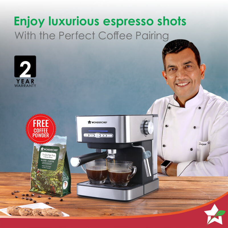 Regalia Espresso Coffee Maker 20 Bar | Ideal for Espresso, Cappuccino, Latté, Macchiato or Ristretto at Home | with Steamer Spout for Cappuccino & Latte | Professional Style Coffee | Works with Coffee Powder | 2 Years Warranty | Steel