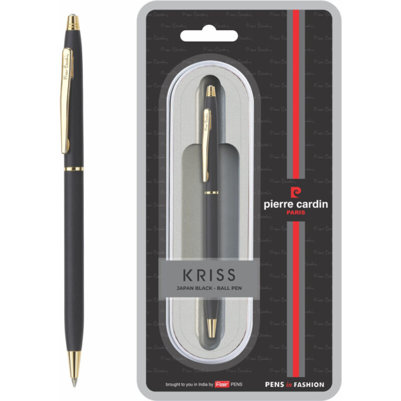 Pierre Cardin Kriss Japan Black Finish Exclusive Ball Pen - Blue, Pack Of 1