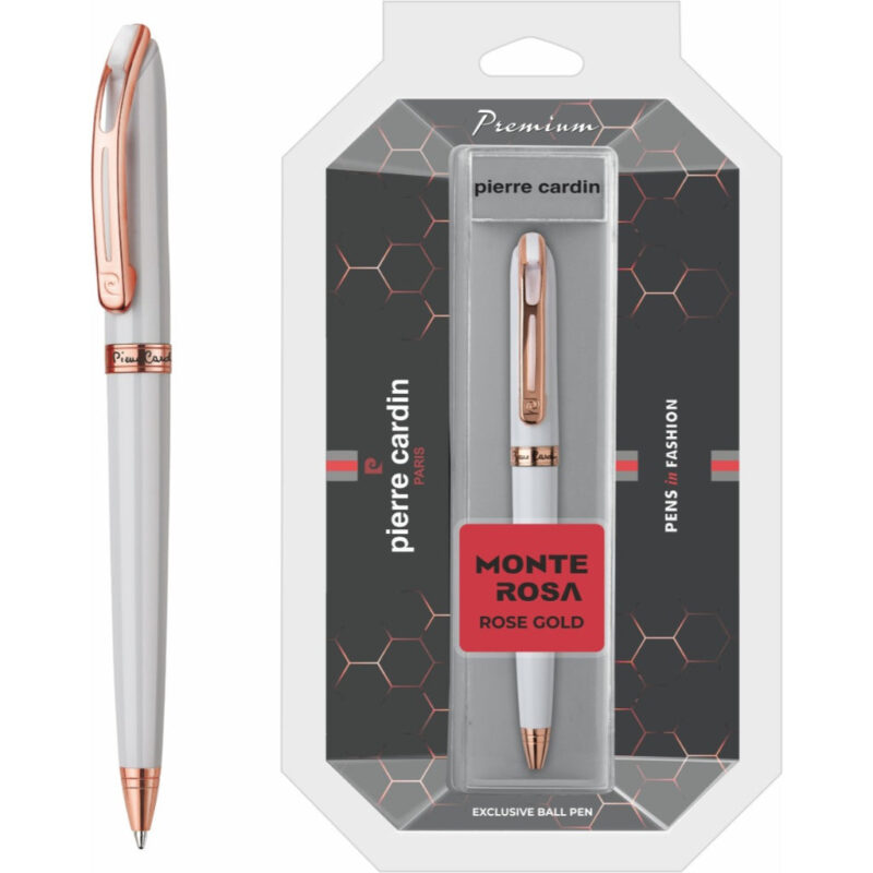 Pierre Cardin Monte Rosa Rose Gold & White Finish Exclusive Ball Pen - Blue, Pack Of 1