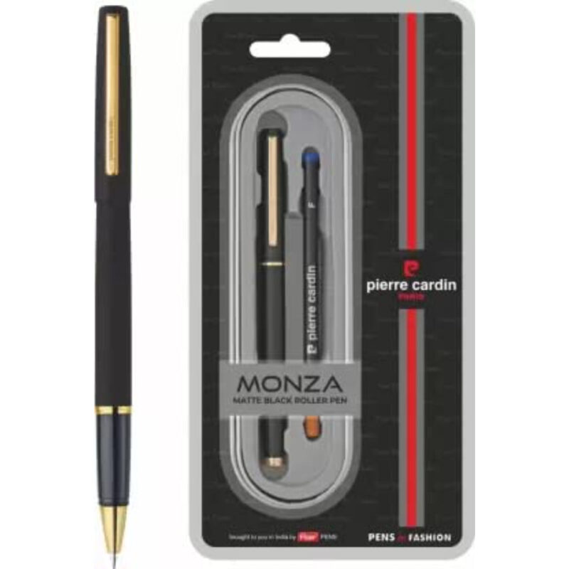 Pierre Cardin Monza Matte Black Roller Ball Pen - Blue, PackOf 1