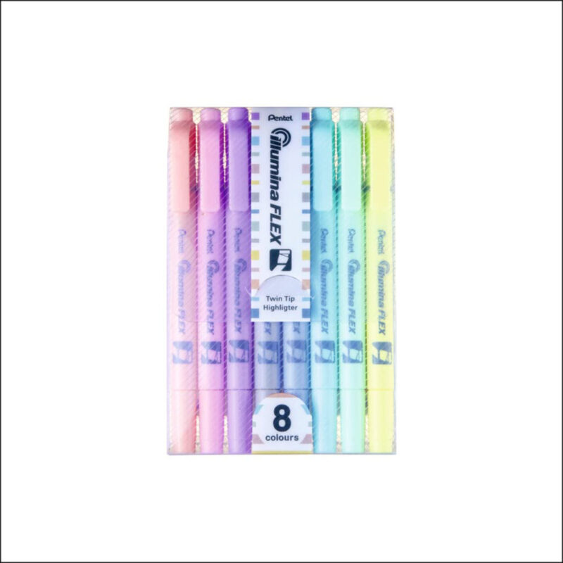 Pentel SLW11 1.0mm - 3.5mm Highlighter - Multicolour, Pack of 8